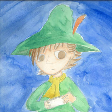 透明水彩絵の具で初描きスナフキン