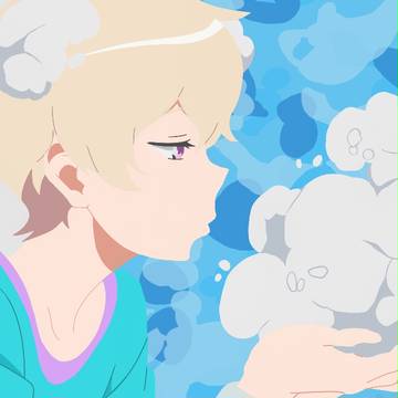 Haru blowing bubbles