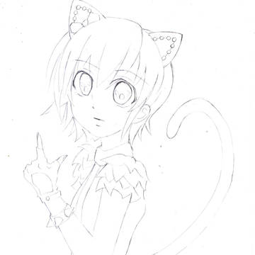 猫耳工藤遥 ワクテカ Take a chance ラフ線画