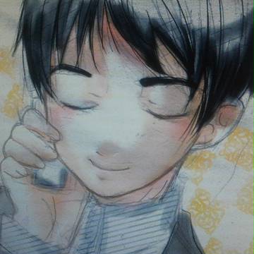お題でお絵描きったーで電話の相手に微笑む攝津正
