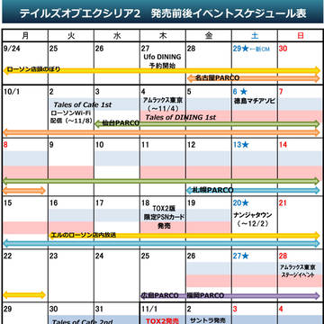 テイルズオブエクシリア2関連イベントスケジュール表