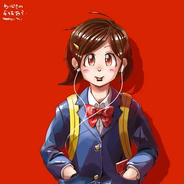 チョコをくわえてる女子高生