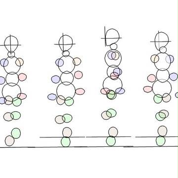 【練習中】丸を並べて歩く動きを作ってみた