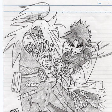 【ノートにシャーペンで描いてみた】うちはサスケ＆デイダラ