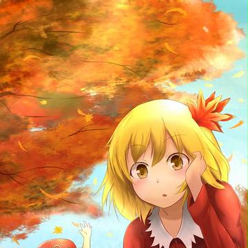 秋の木の下で
