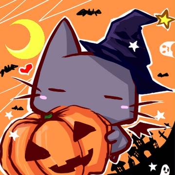 フライング・ハロウィン猫