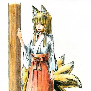 九尾の狐巫女さん