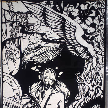 「溺レル」【切り絵】