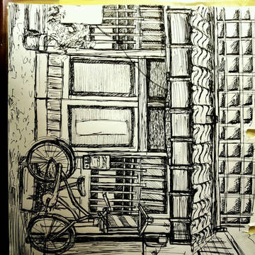 ボールペン風景画