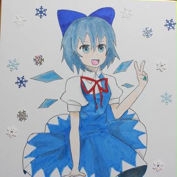 チルノの色紙描いてみた