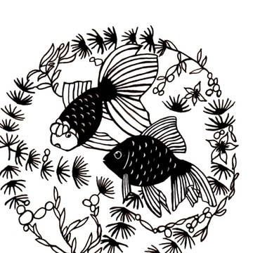 切り絵風金魚