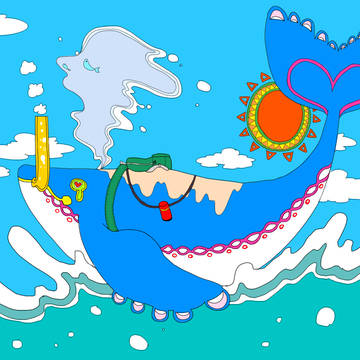丘に上がったクジラ
