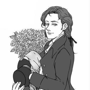 Charles holding bunch of lilac