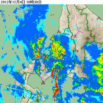 平成24年12月4日の雨雲の動き