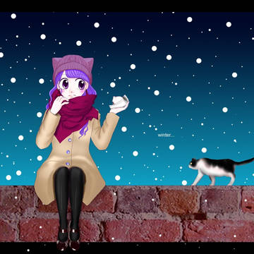 winter 雪と肉まんと猫と