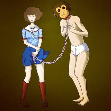 猿の使い（自画像）