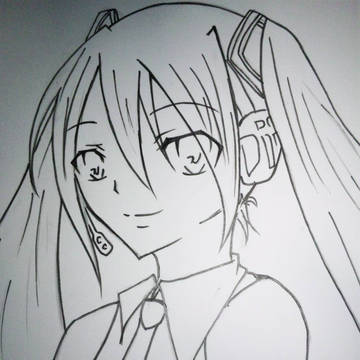 年賀状用にミクを描いてみました(下書き)