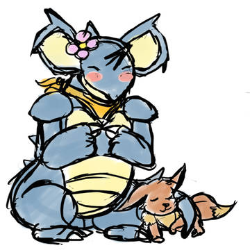 Nidoqueen and Eevee (Doodle)