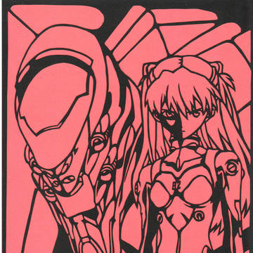【エヴァ切り絵】2号機とアスカ