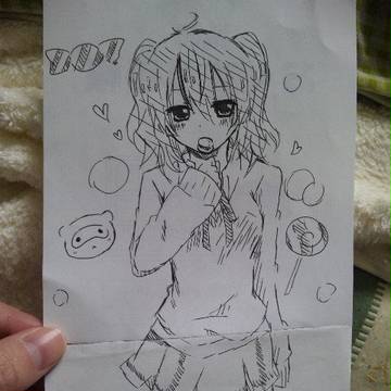 夜勤中に消したりせずにペンのみで描いたカルタちゃん