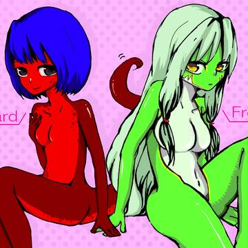 蛙娘さんと蜥蜴娘さん。
