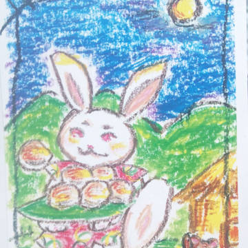 うさぎ、月夜にもちをとどける