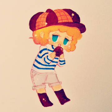 チョコパイたべてる