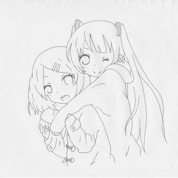 【線画】ぎゅぅぅ