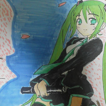 初音ミクをペンで描いてみた