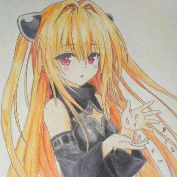 金色の闇　模写　色鉛筆