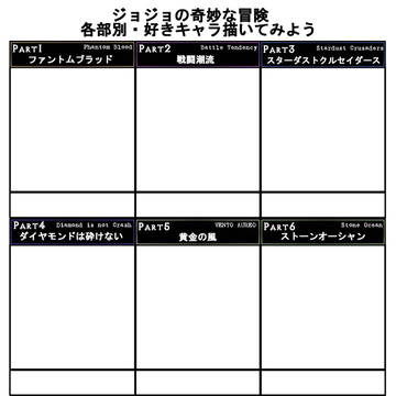 【ｲﾒﾚｽ】各部別・ジョジョ好きキャラ描いてみよう！
