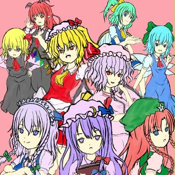 【東方紅魔郷のみなさん】下描き&仮色【描いてみた】