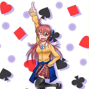 赤髪、アホ毛、八重歯でアホの子