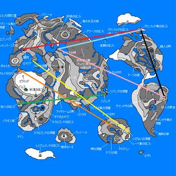 ドラクエⅢ世界地図　旅の扉経路図