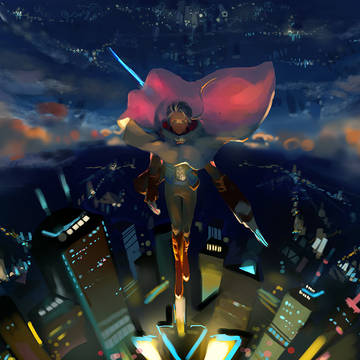 above the city