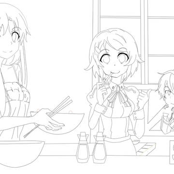SAO模写デジタル二作品目線画途中