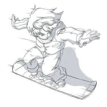 スキーな少年(線画)