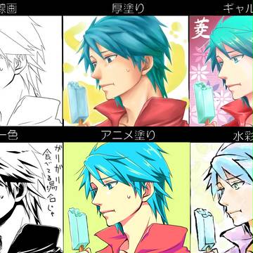 オリキャラで塗り絵練習(　ಠεಠ　)