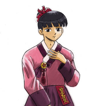 韓服の若い女性