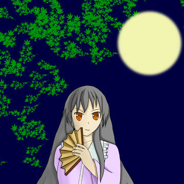 満月にたたずむかぐや