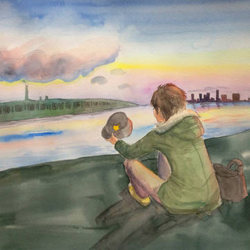 夕暮れと川