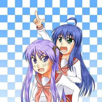 こなたとかがみ　おんぶ