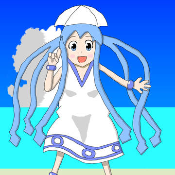 イカちゃん　on　砂浜