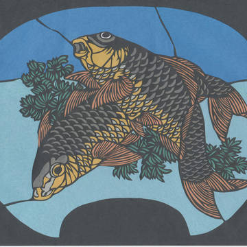 切り絵『鯉』（葛飾北斎作浮世絵アレンジ）