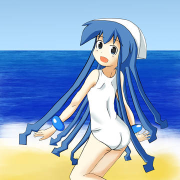 イカちゃんin浜辺