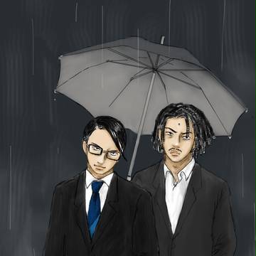 雨の中