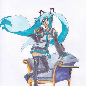 椅子に寄り掛かる初音ミク