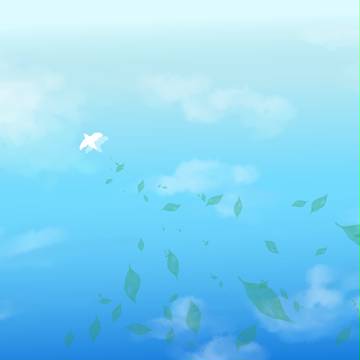 鳥と葉っぱと青空