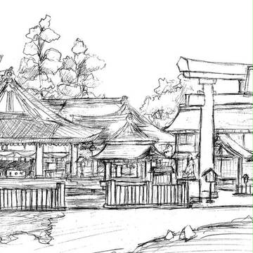 神社スケッチ