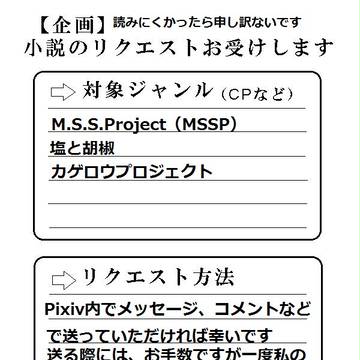 小説のリクエスト募集させてください